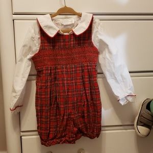 smocked corduroy plaid holiday jon jon 24 months